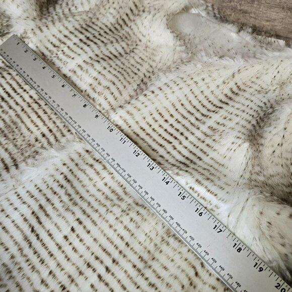 Elegant Faux Fox Fur Waist Length Coat Womens SM Chic Cream Brown Wait For You! - Picture 13 of 16